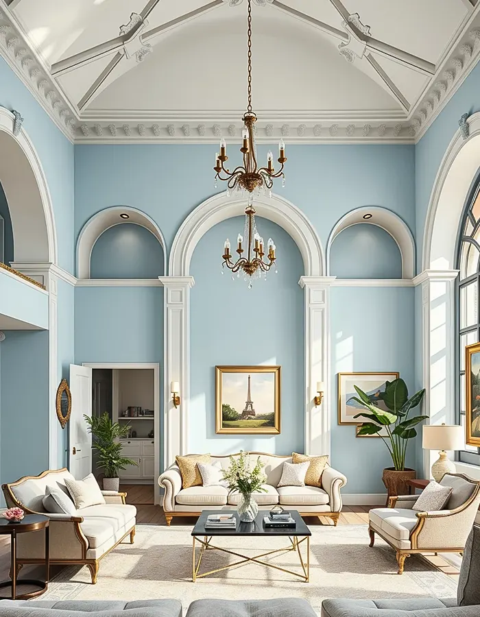 Architectural Detailing in Pastel Living Rooms