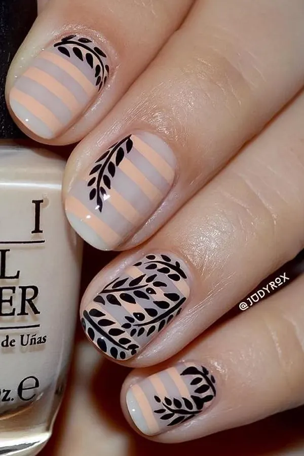 Black Leaf Nail Art