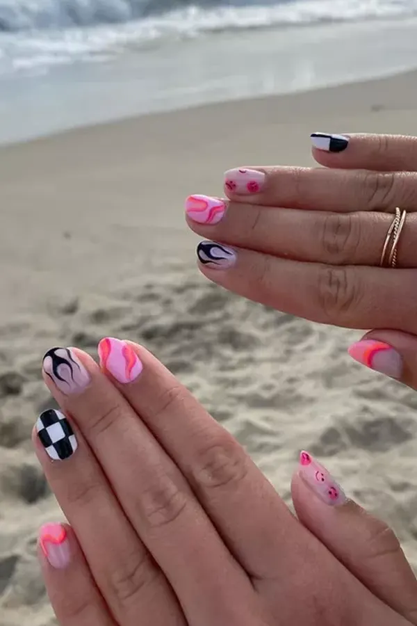 Black and White Vibrant Nails