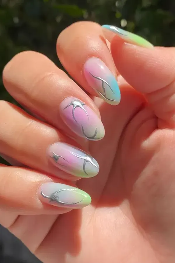 Chrome Pastel Aura Nails