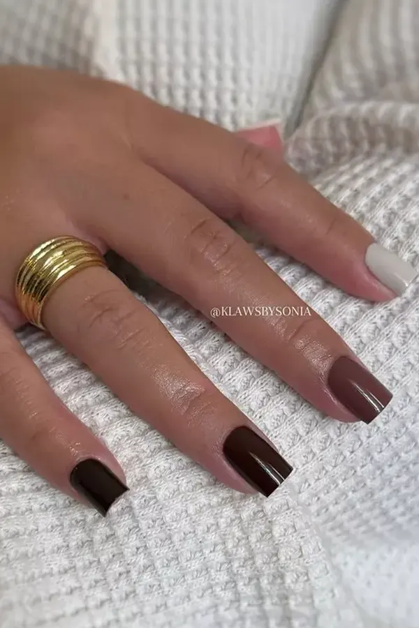 Color Block Nails Return with Bold Square Fall Styles