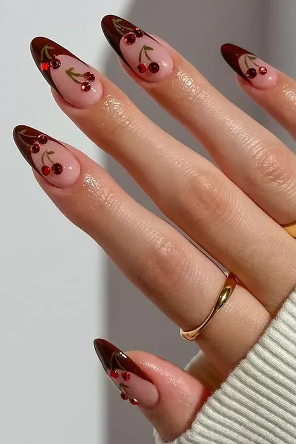 Dark Cherry French Tips with Bold Attitude