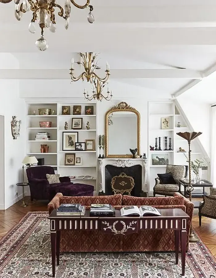 Eclectic Vintage Living Room with Refined Flair