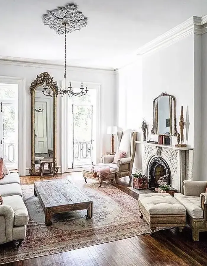 Elegant Neutral Vintage Living Room