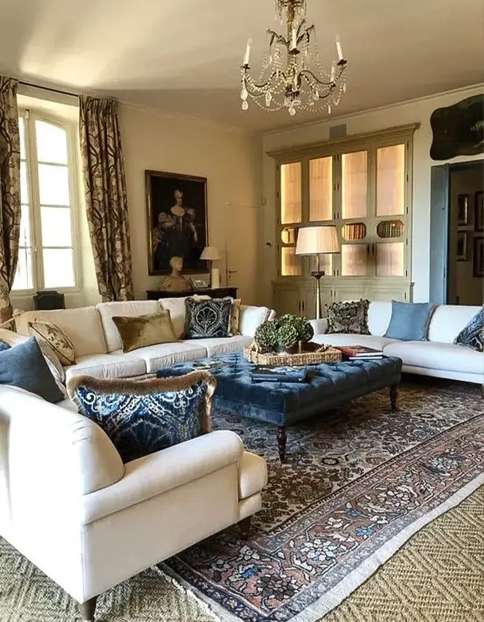 Elegant Provence Living Room with Artistic Touches