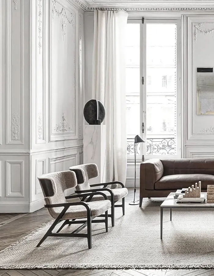 Elegant White Living With Classic Bones