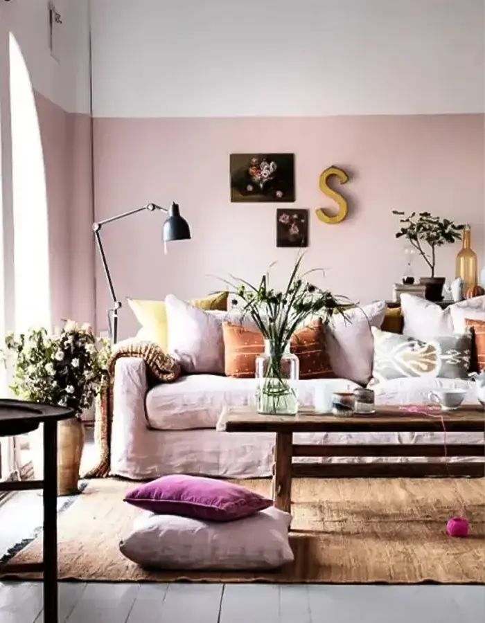 Feminine Pastel Living Room with Playful Touches