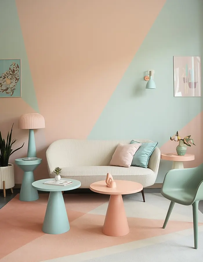 Geometric Patterns in Pastel Living Rooms