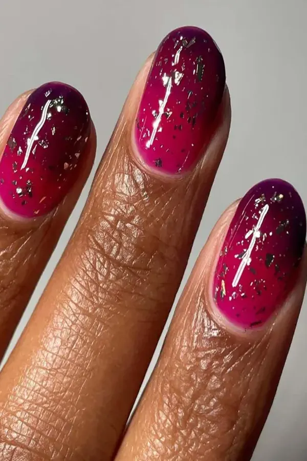 Juicy Purple Jelly Nails with Glitter That Subtly Steals Focus
