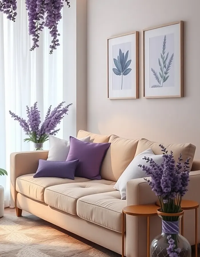 Lavender-Themed Pastel Living Room Decor