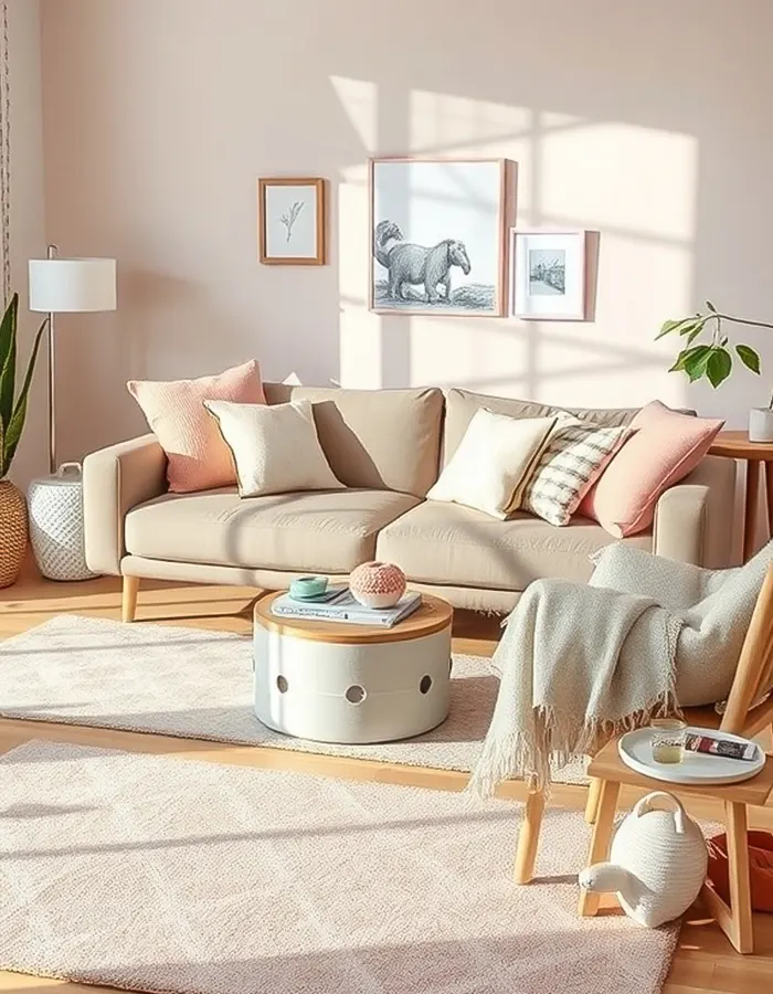 Layered Pastel Patterns in Living Rooms