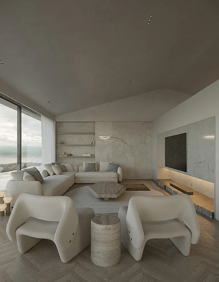 Milky White Space With Textured Layers