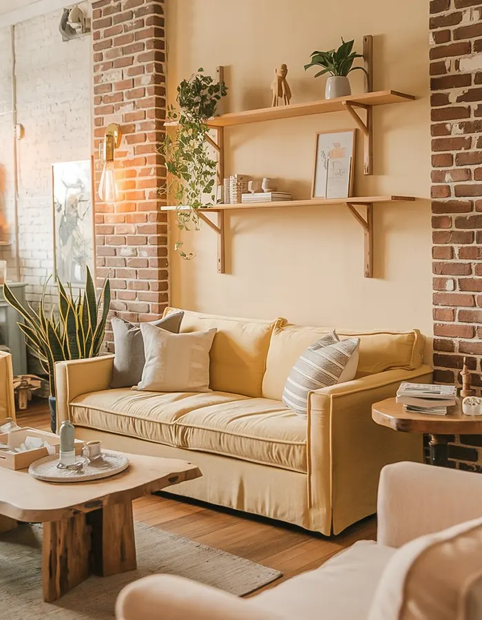 Natural Elements in Pastel Living Rooms