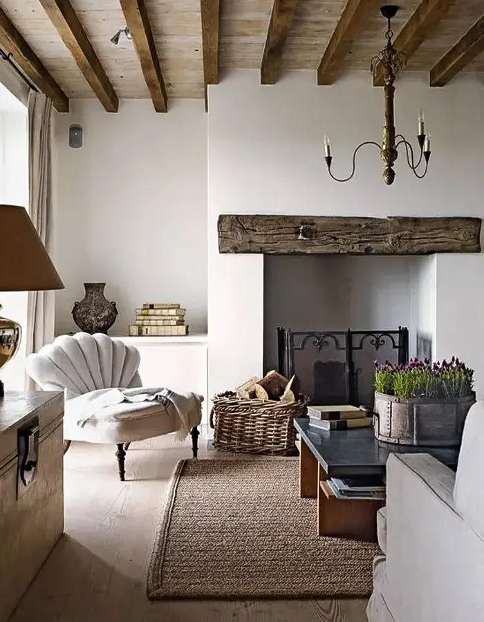 Neutral Provence Living Room with Rustic Touches