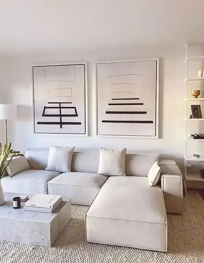 Neutral White Living With Graphic Edge