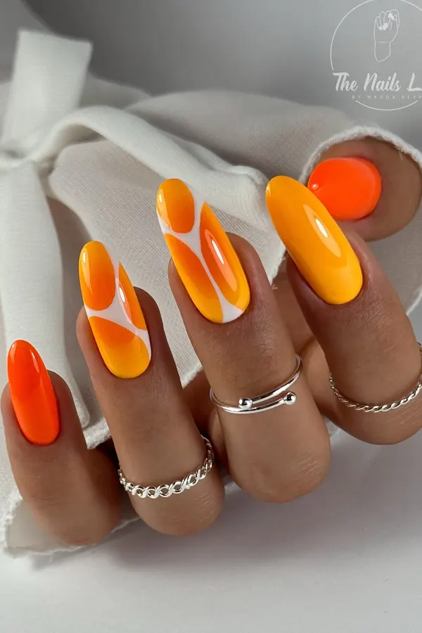 Orange Aura Energy Nails