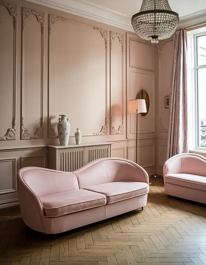 Parisian Pastel Living Room Elegance