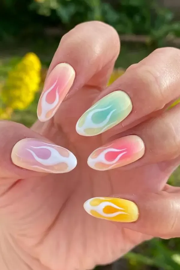 Pastel Skittle Aura Nails