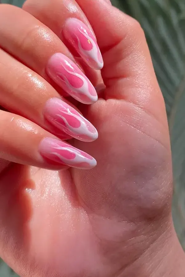 Pink Flame Nails Idea