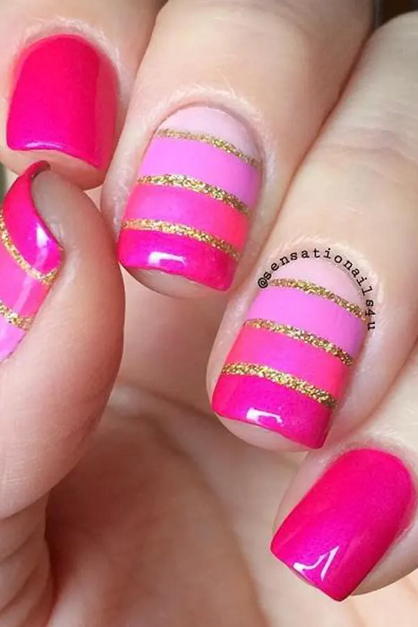 Pink Glitter Divide Mani