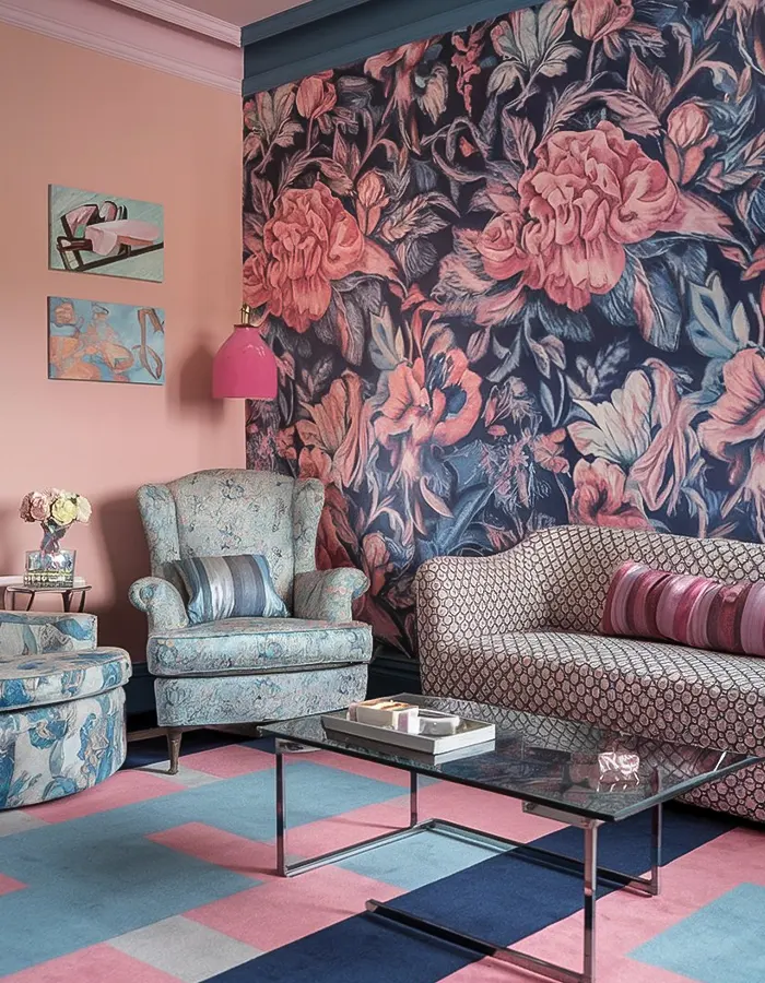 Playful Pastel Maximalist Living Room