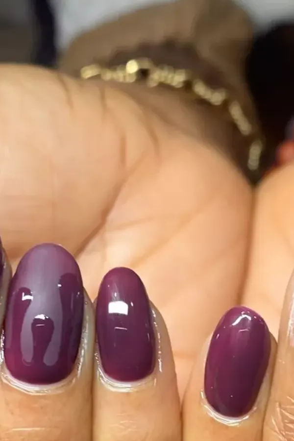 Plum Matte Nails with Glossy Drip Accents