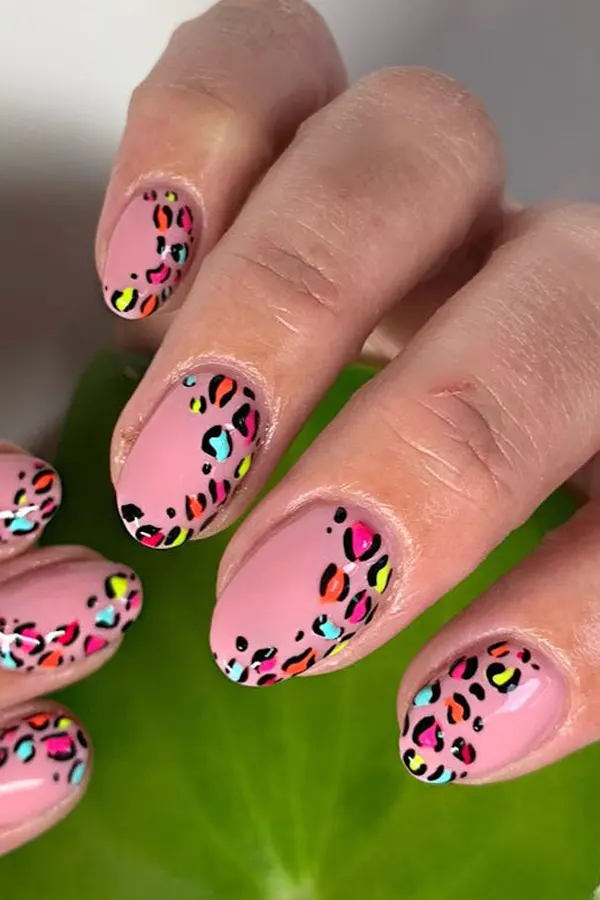 Rainbow Leopard Nails