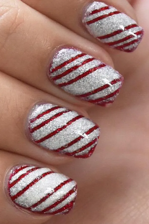Red and White Charm Nails