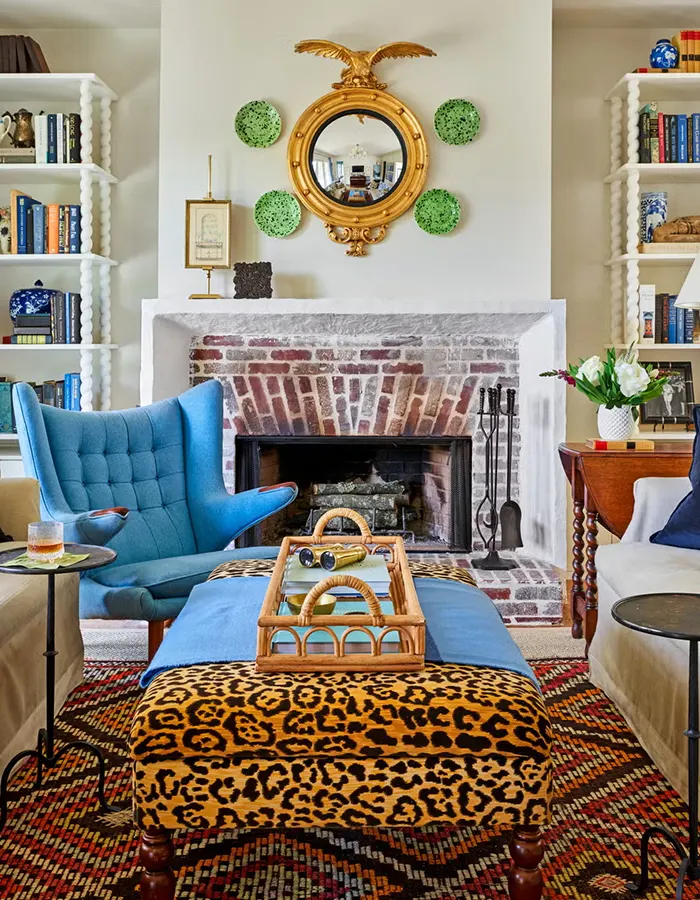 Sentimental Midcentury Living Room with a Pop