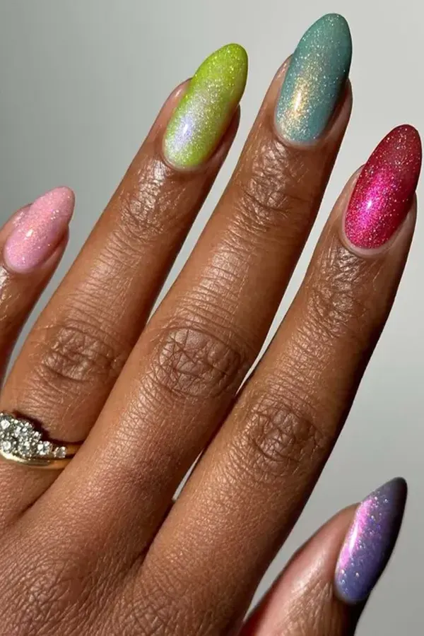 Shimmery Pistachio and Lavender Nails Bring a Celestial Vibe