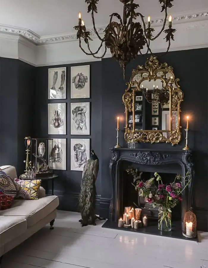 Sophisticated Black Vintage Living Room