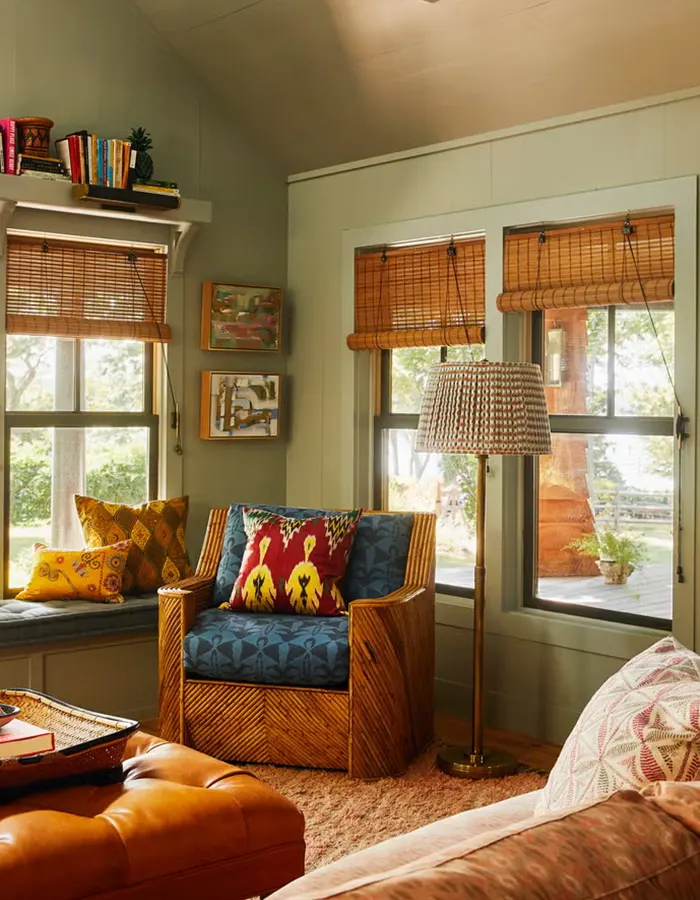 Textured Midcentury Lounge in Sage Green