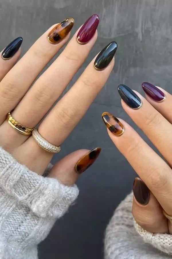 Try Skittle Nails with Deep Hues and Tortoiseshell Accents