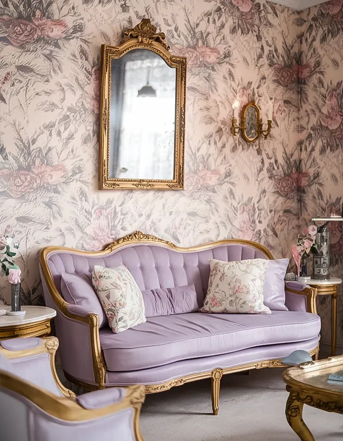 Vintage Floral Charm in Pastel Living Rooms