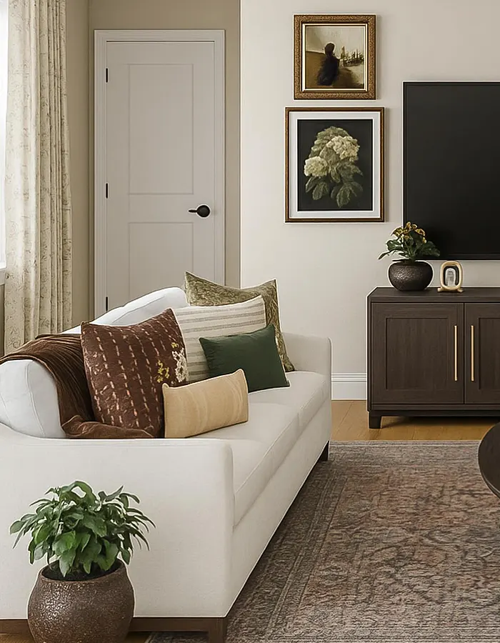 Vintage Traditional Living Room with Soft Greens
