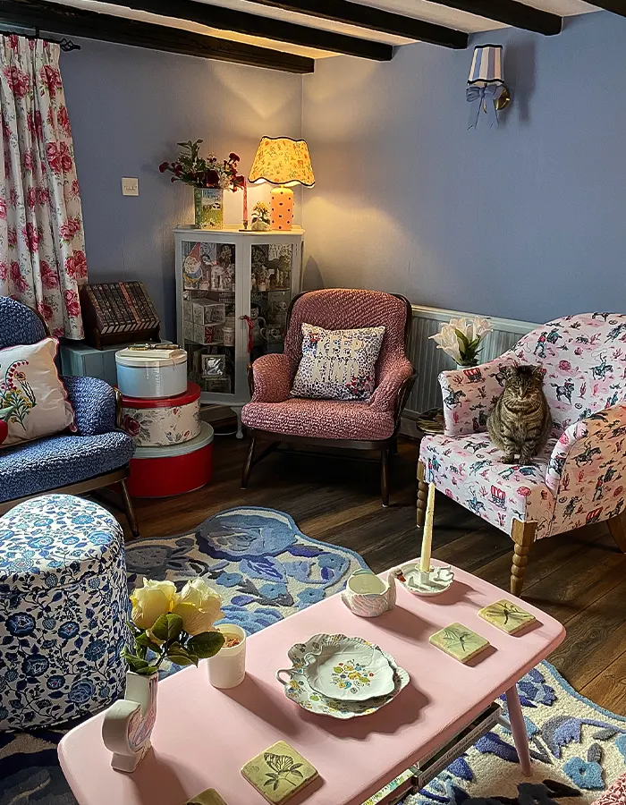 Whimsical Vintage Living Room with Modern Charm